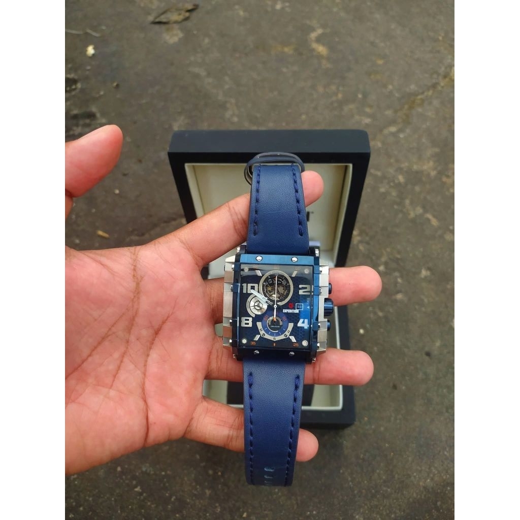Jam Tangan Expedition E6757 M Navy Silver Fullset Bekas