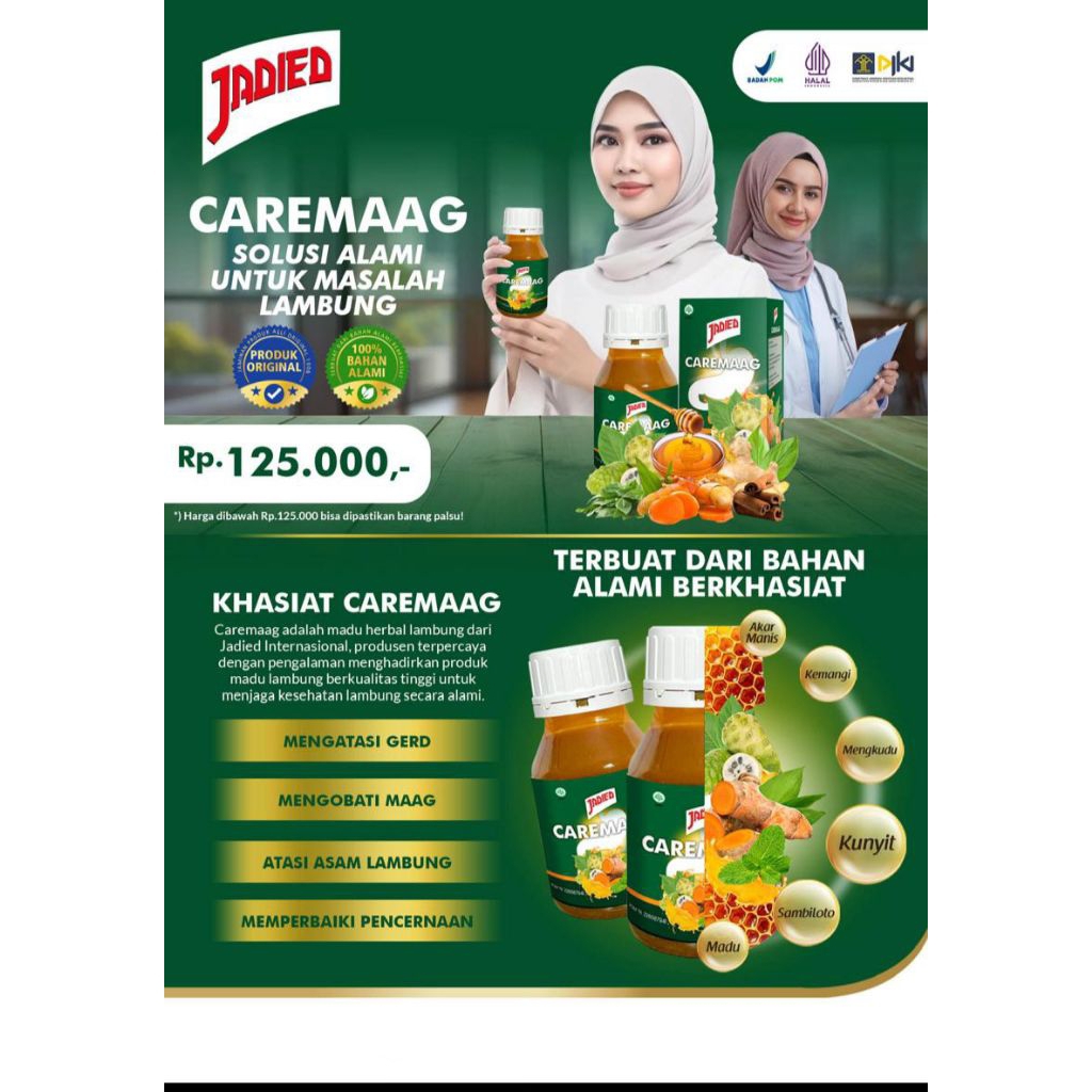 

Caremaag Madu Sehat Lambung Maag Gerd Jadied Premium 350gr