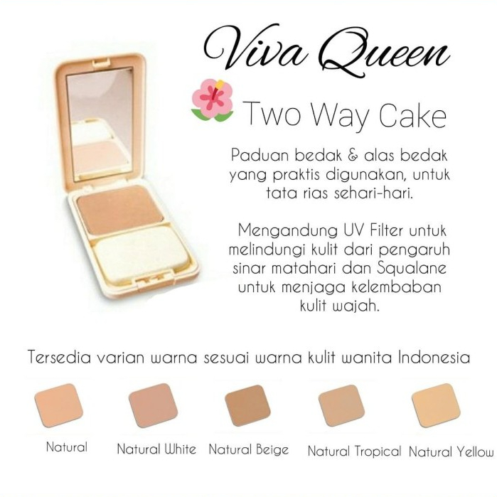Viva Queen Two Way Cake Bedak Padat + Kaca 13g All Varian