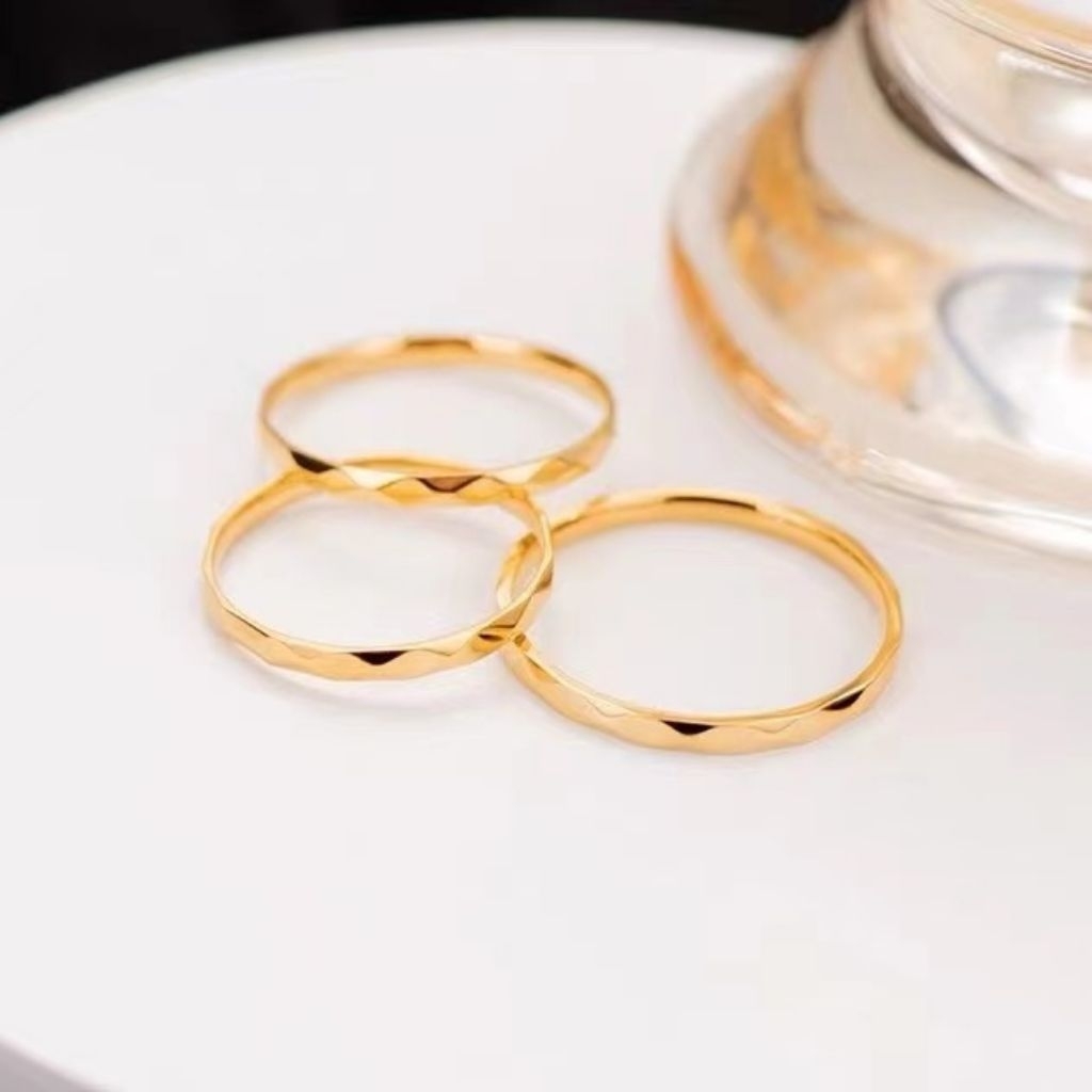 Clafel & Co - MULAN Cincin Wanita Titanium Asli Lapis Emas 18K Zircon Jewelry Korean