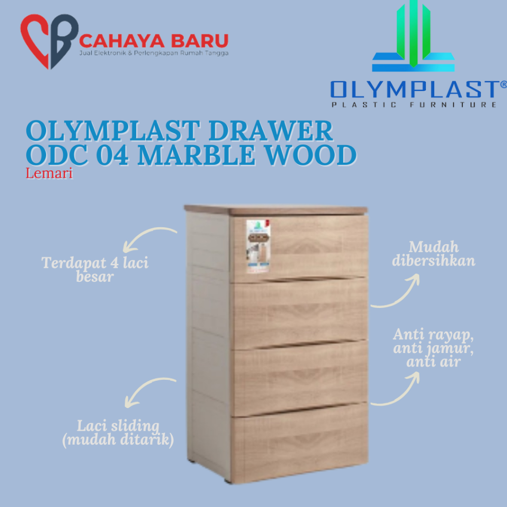 OLYMPLAST DRAWER ODC 04 MARBLE WOOD