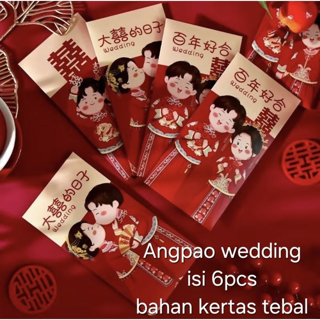 

Angpao wedding 6pc panjang/ Angpao nikah xuang xi 6pc panjang