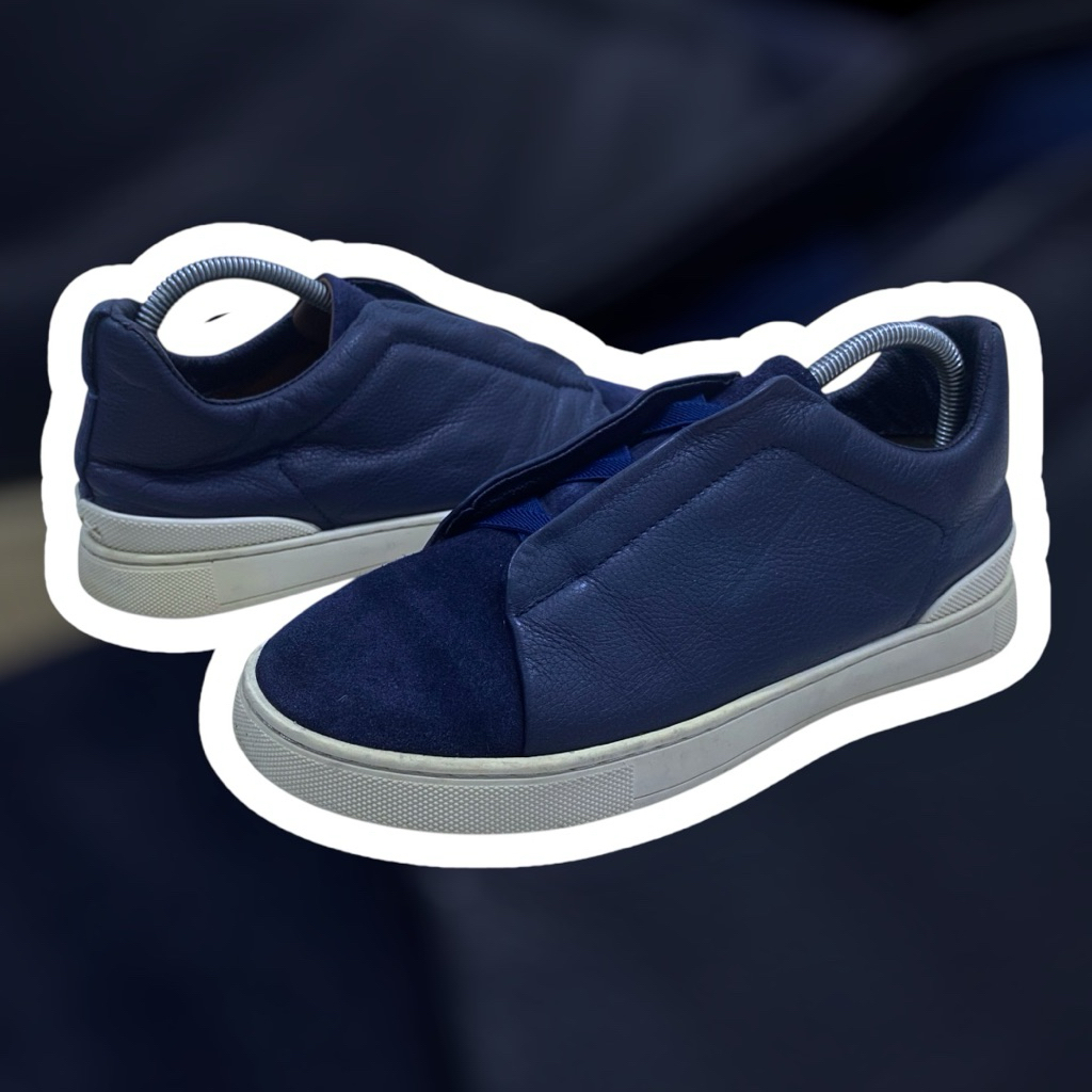 Ermenegildo Zegna Triple Stitch Leather and Suede Slip On Sneakers Size 7 (setara 41) Second