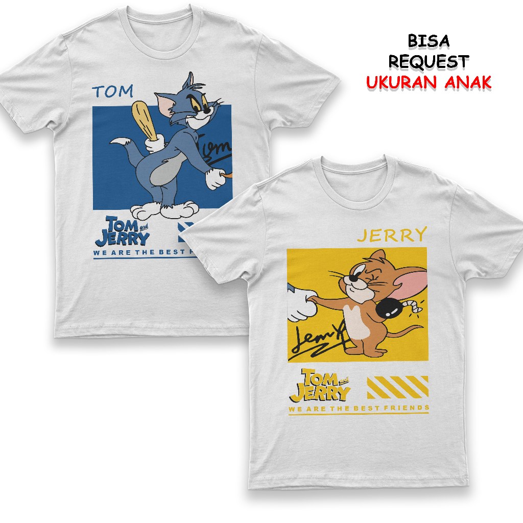 Kaos Couple Tom & Jerry Bisa Request Ukuran Anak dan Warna Tshirt Distro Unisex