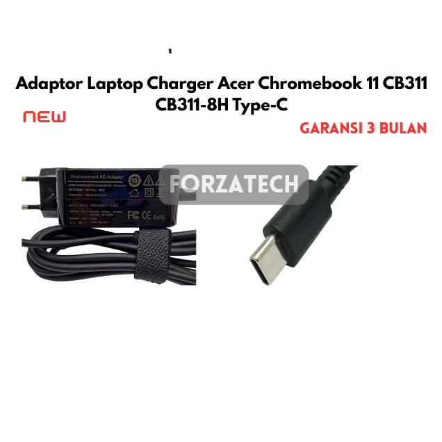 Adaptor Laptop Charger Acer Chromebook 11 CB311 CB311-8H Type-C New