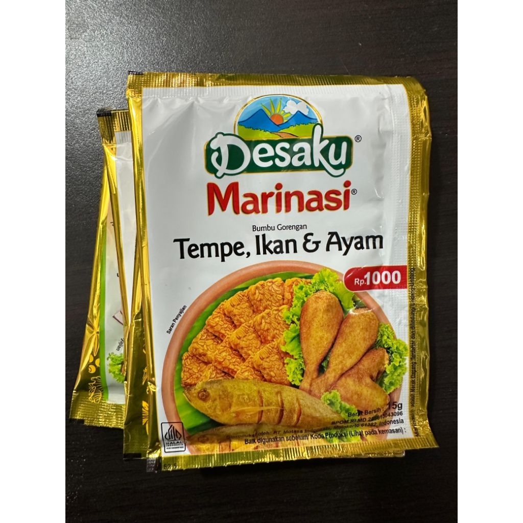 

DESAKU Marinasi Tempe Ikan & Ayam Goreng 1 Renceng isi 12x15gr Halal BPOM