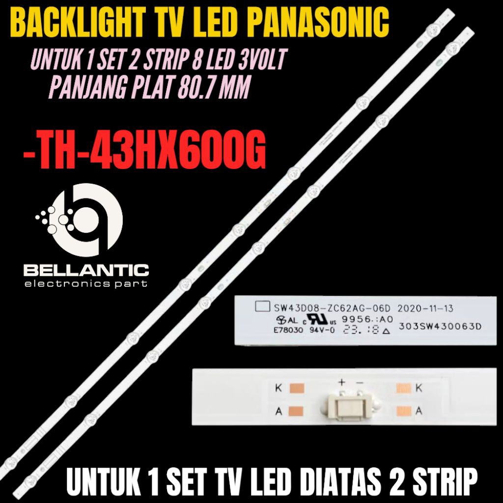 BACKLIGHT TV LED PANASONIC 43 INCH TH-43HX600G BACKLIGHT TV LED PANASONIC