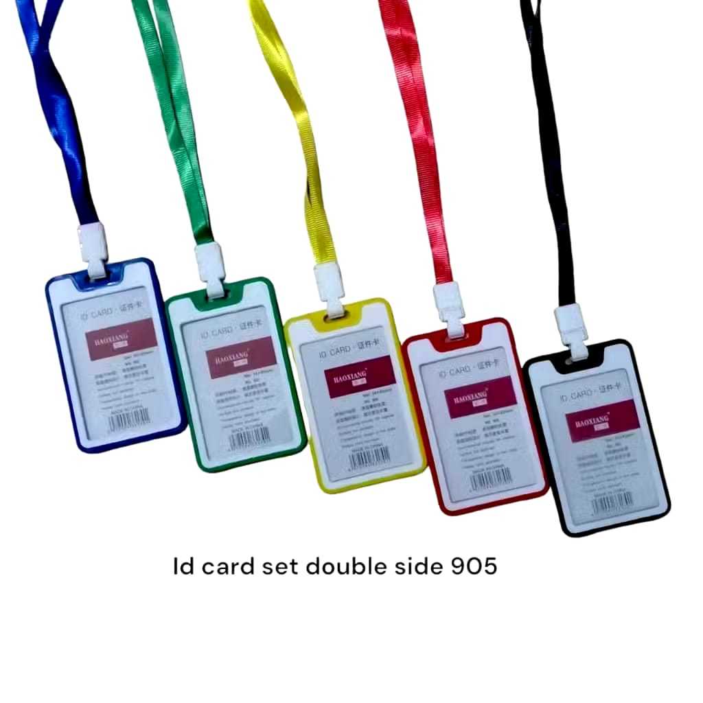 

PAKET SET NAME TAG ID CARD B1 + TALI KALUNG ID 2SISI DOUBLE SIDE TEBAL 905 WARNA WARNI