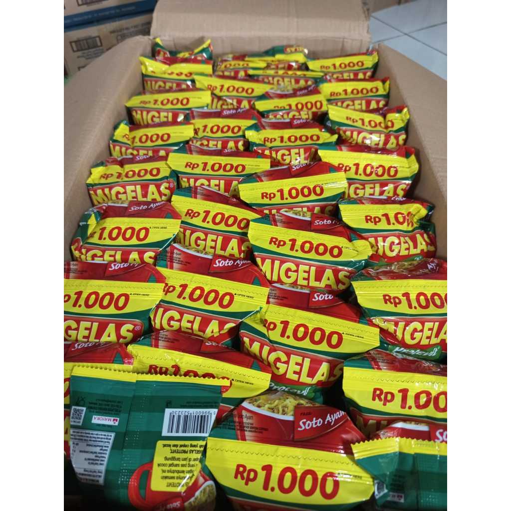 

MIGELAS DUS rasa soto ayam , kari ayam, baso isi 15 renceng