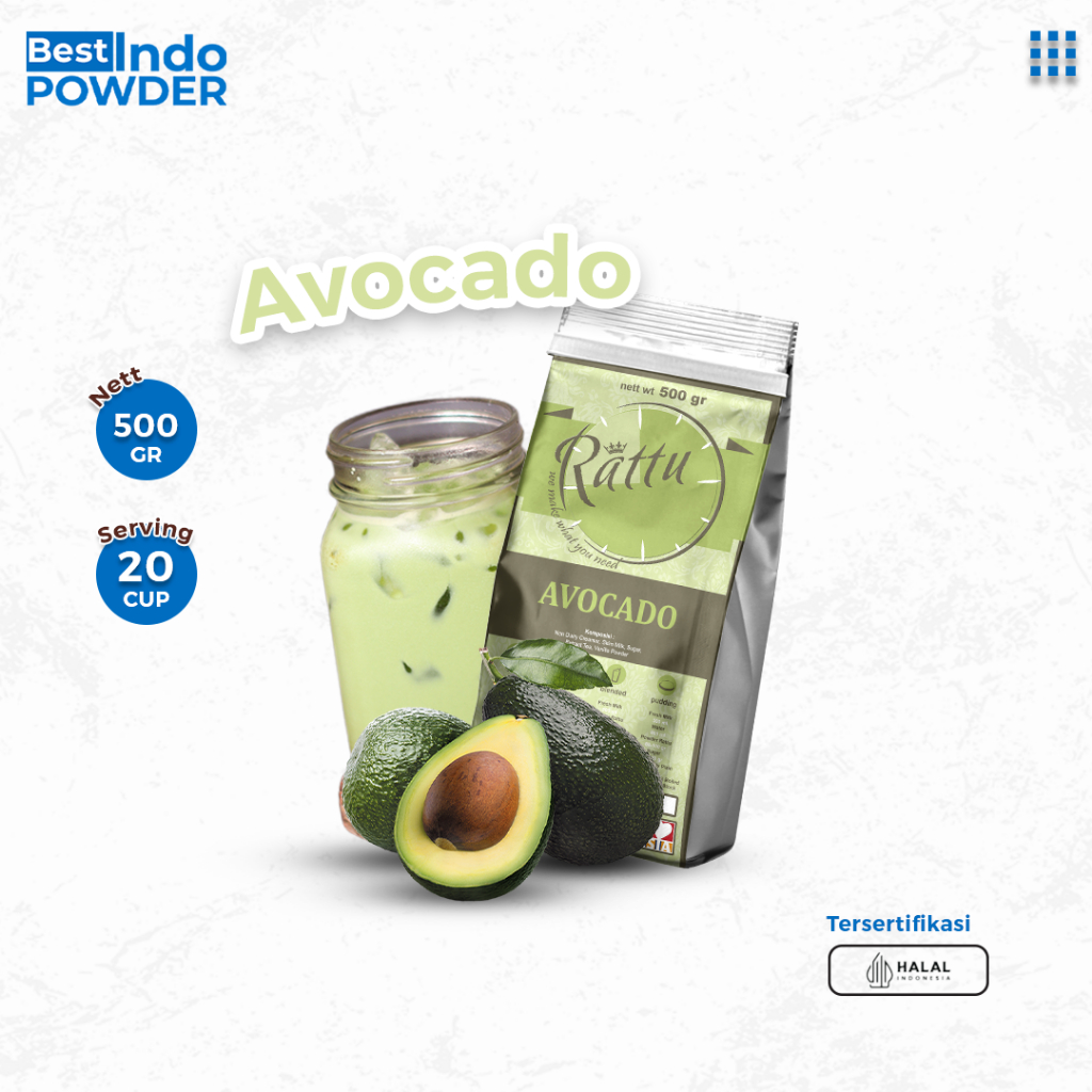 

Rattu Minuman Bubuk Instant Powder 500gr Coklat Taro Matcha Red Velvet Avocado