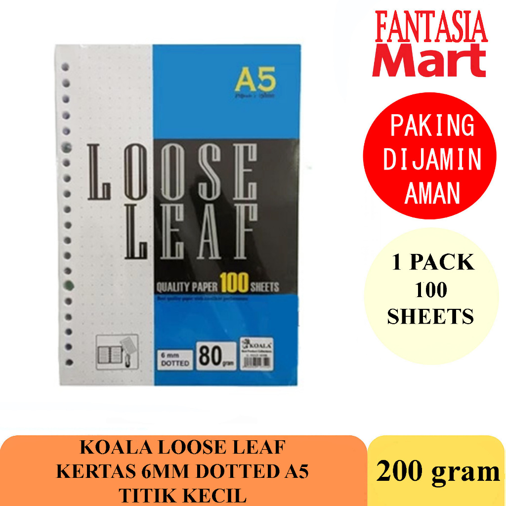 

KOALA LOOSE LEAF A5 KERTAS 6MM DOTTED TITIK KECIL PACK FANTASIA DENGAN PAKING AMAN