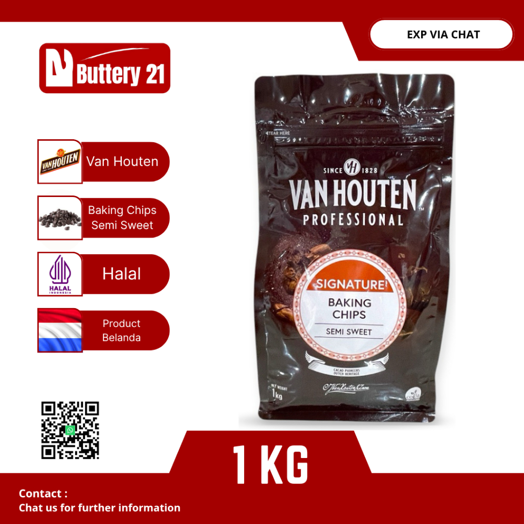 

VANHOUTEN CHOCOLATE CHOCOCHIP 1 KG / COKLAT CHOCOCHIPS VAN HOUTEN DARK/BAKING CHIPS