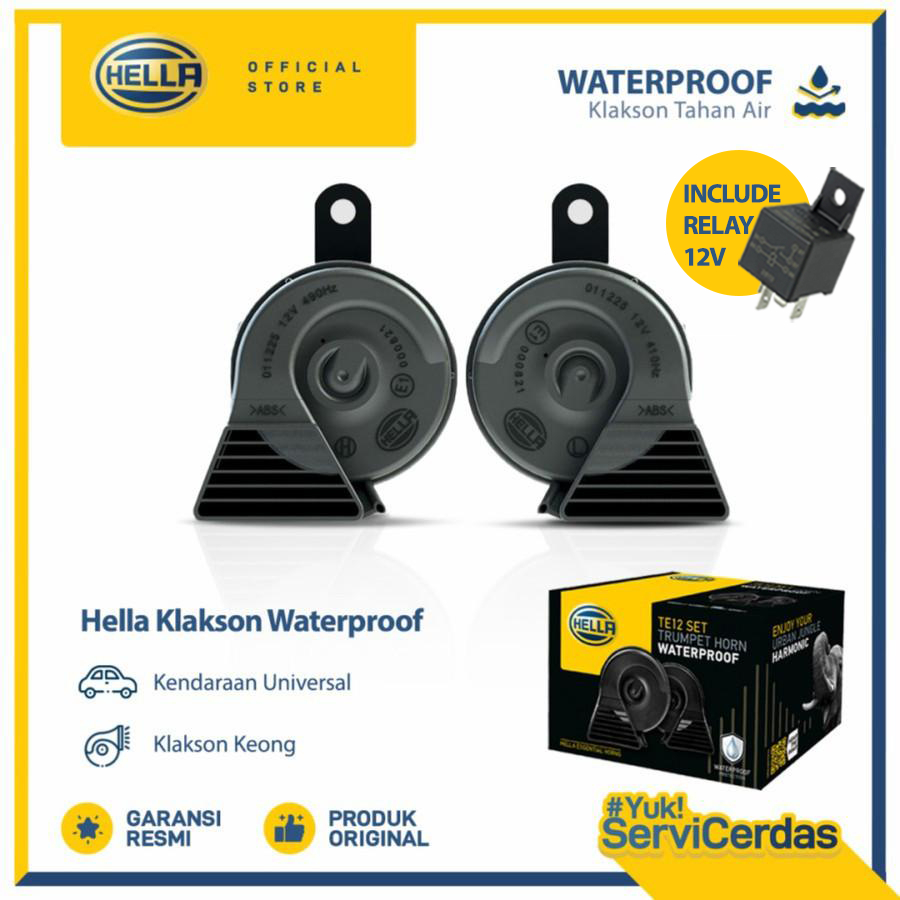 Klakson Mobil Waterproof Hella 12V Include Relay- Klakson Motor