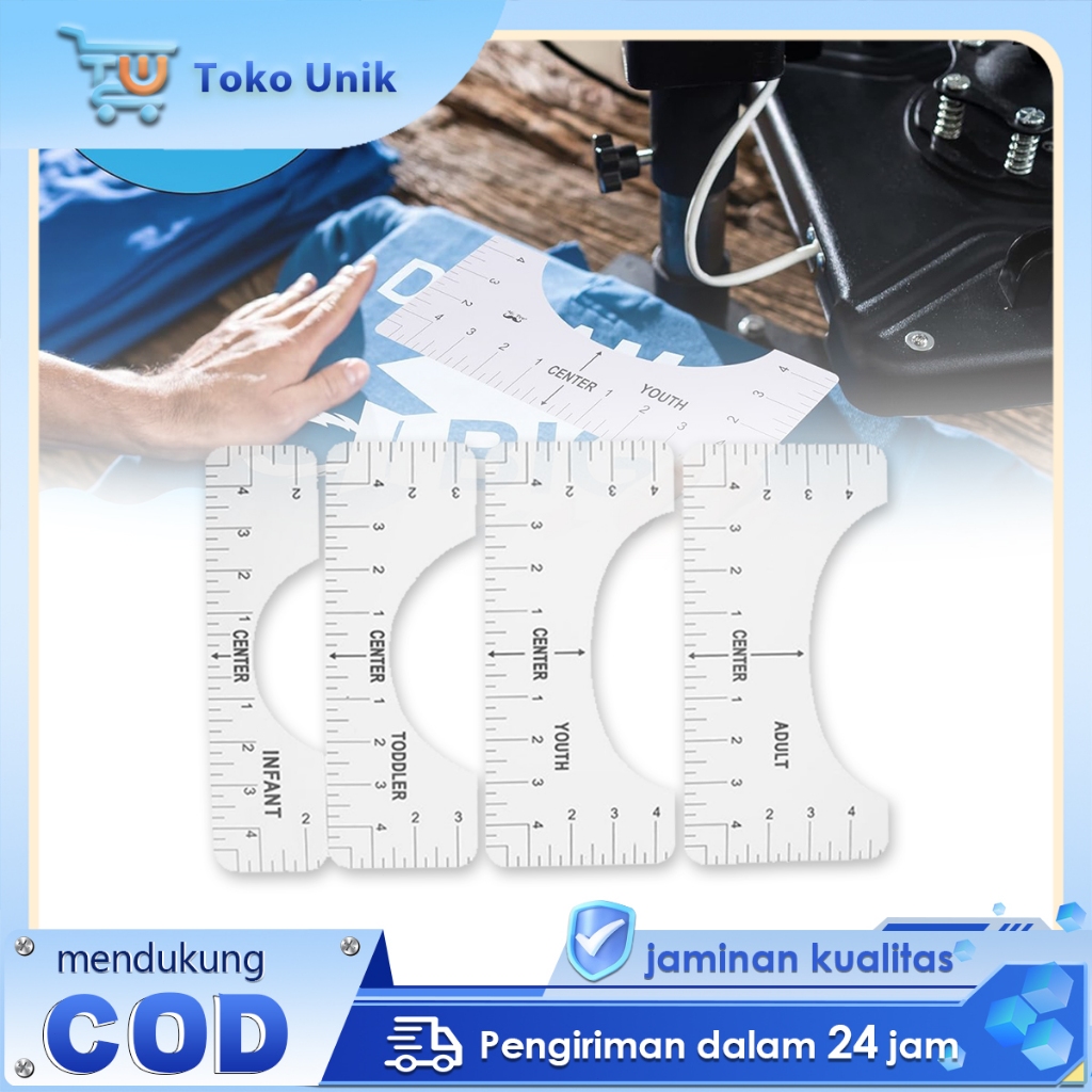 

T-shirt Ruler 4pcs Penggaris Kaos Transparan Untuk Desain Tengah Alat Penggaris Penjajajaran Kaos