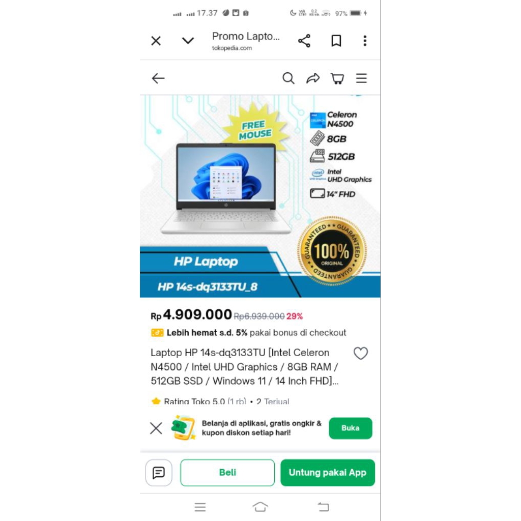 LAPTOP HP Ram 8/512 gb