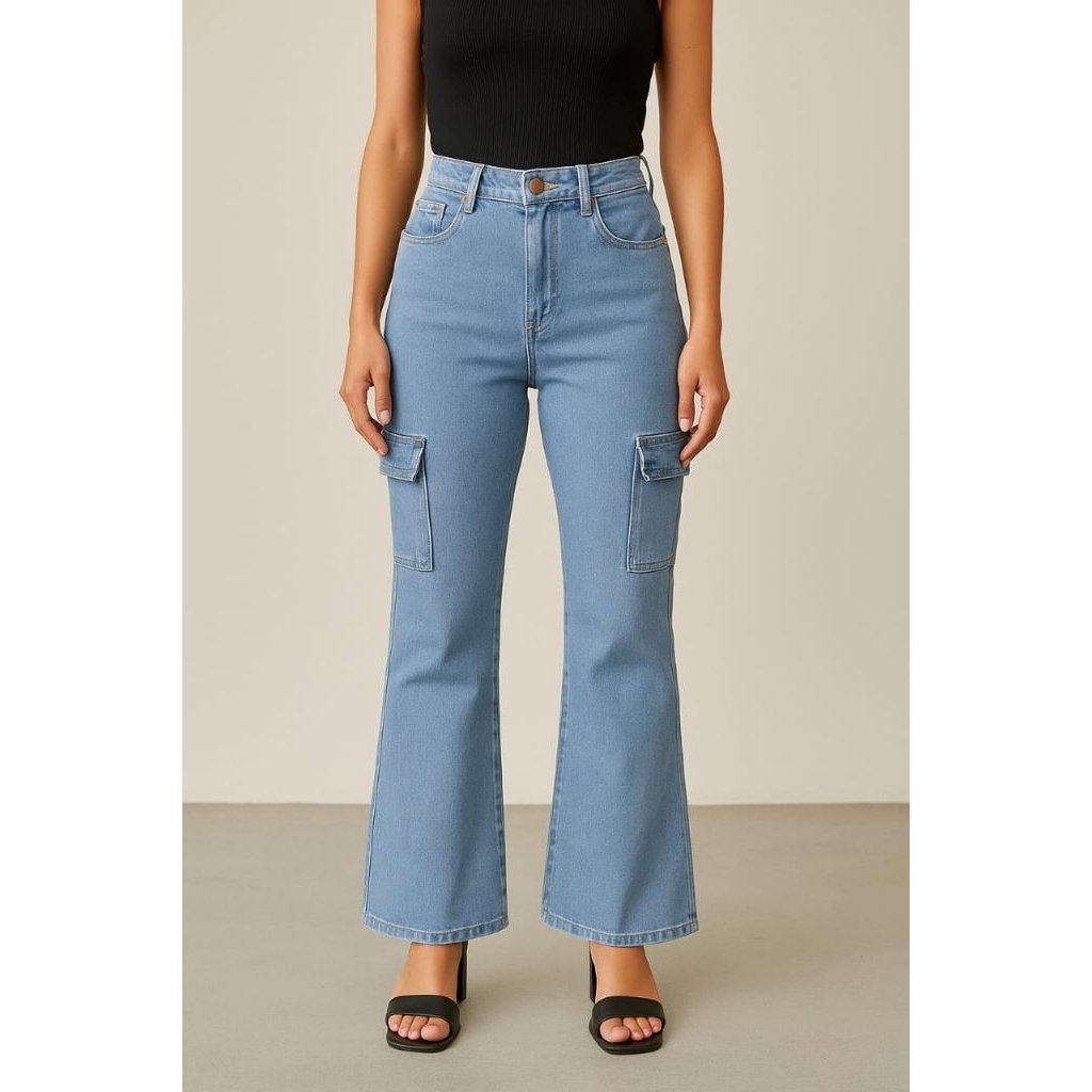 Astrina - Martin - Celana Jeans Cargo Cutbray Perempuan Stretch Bioblit