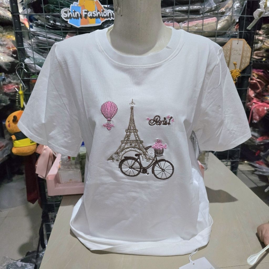 Kaos Lengan Pendek Wanita Import MF Bordir XL