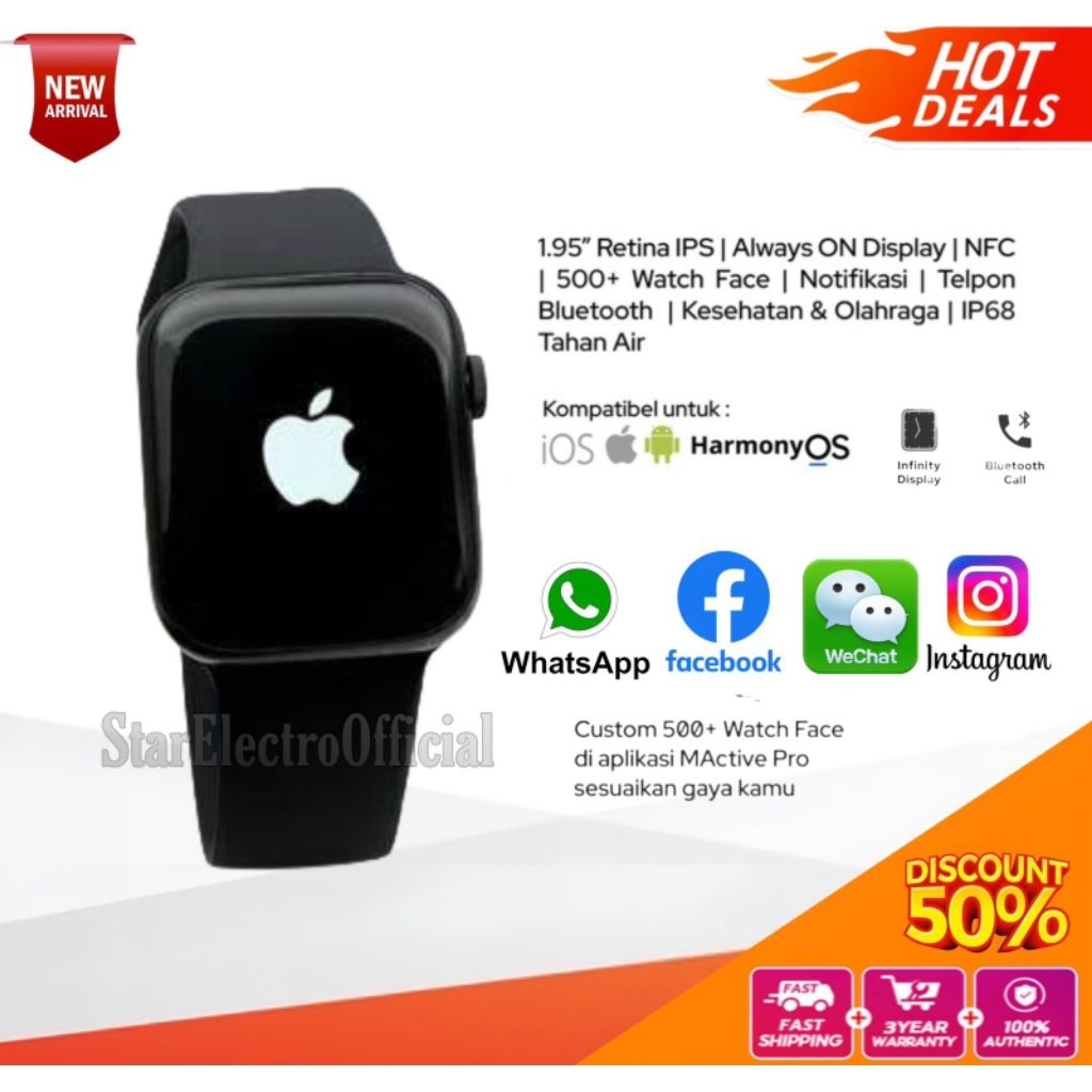 100%Original Smartwatch Idaman Jam Tangan Pintar Android Hp Bisa WA SMS Pria Wanita Unisex
