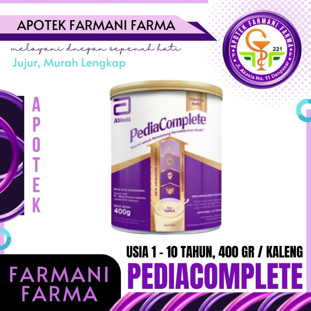

SUSU PEDIASURE COMPLETE VANILA 380 GRAM / PEDIACOMPLETE VANILA 380 GRAM / UNTUK USIA 1 - 10 TAHUN / UNTUK ANAK DENGAN RESIKO GAGAL TUMBUH / FLATTERING GROWTH MILK