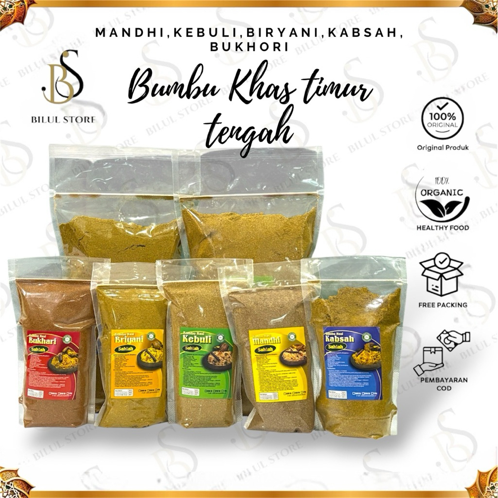 

Bumbu instan arab 250gr/1 kg (kebuli ,biryani ,kabsah,bukhori,mandhi)