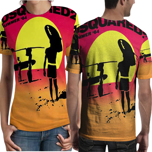 Kaos Dsquared2 Tshirt Fullprint Unisex Casual Bahan Polyester Jersey [PO 3 HARI]