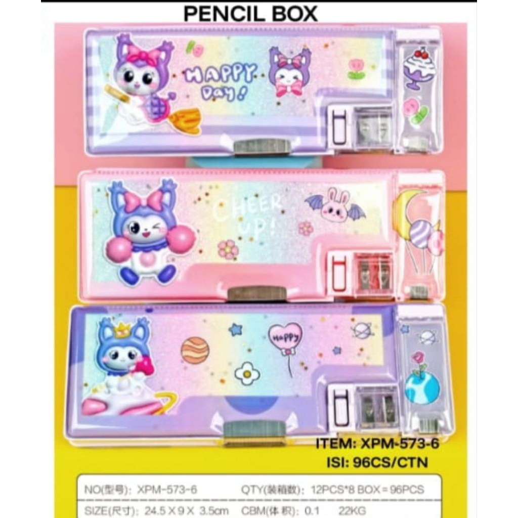 

Kotak pencil magnetic/ tempat pensil kuromi/ kotak pencil magnet/ 3D/ timbul/ pencil case double serutan kuromi