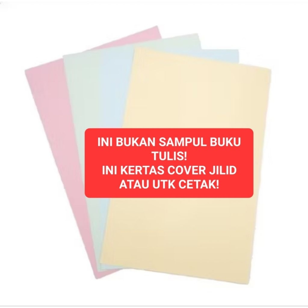 

1 LEMBAR Kertas Cover Folio WARNA MUDA Biru Hijau Kuning Pink BC Indah F4 Sampul Jilid