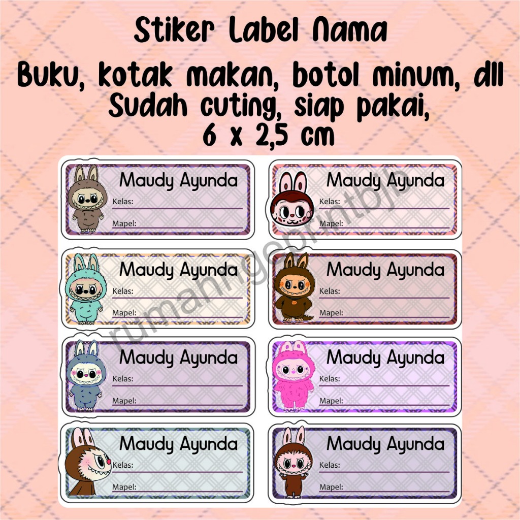 

50 pcs STIKER LABEL NAMA BUKU MATA PELAJARAN CUSTOM FOTO 6x2,5 cm (PAPO)