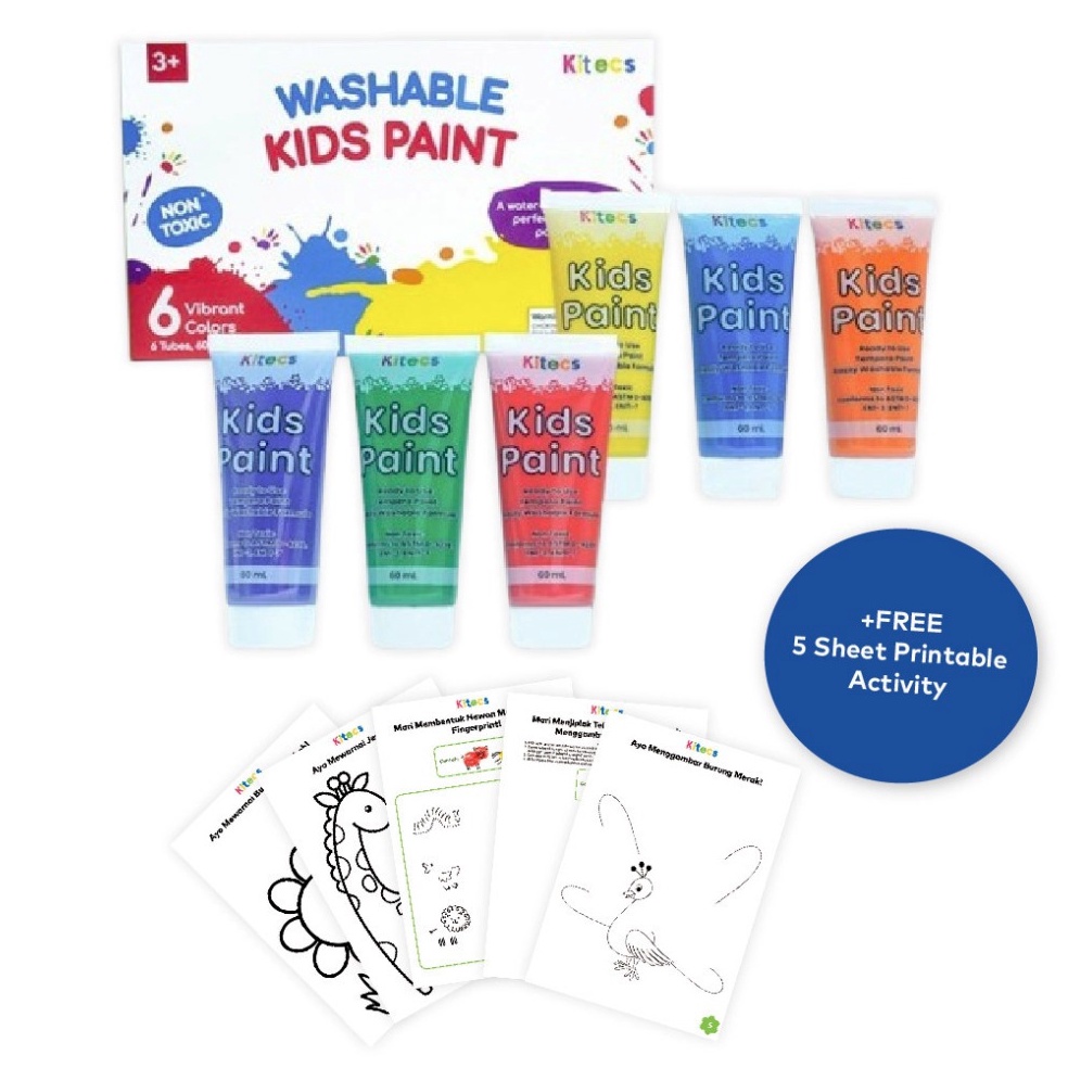 

KODE L62F Kitecs Washable Kids Paint 6 Color 6ml Set Easy Clean Painting Cat Lukis Anak Free Printable