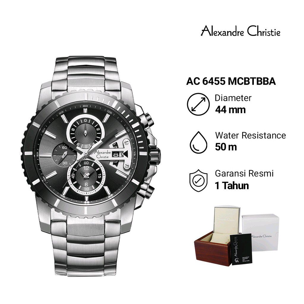 Alexander Christie AC 6455 MCBTBBA Jam Tangan Pria Analog Crono Aktif Stainless Steel Original