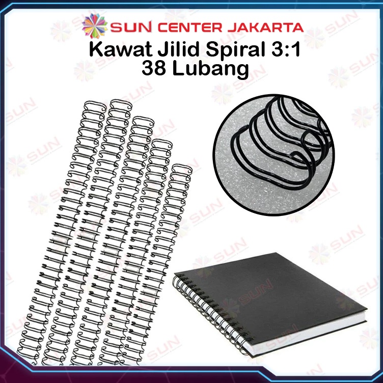 

KODE Y37G Spiral Kawat Ring Kawat Jilid Spiral 31 38 Lubang Warna Hitam Putih