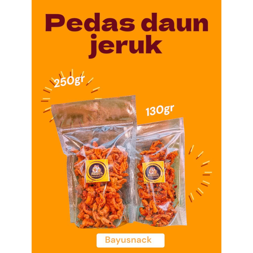 

KERIPIK USUS AYAM CRISPY PREMIUM MURAH PEDAS DAUN JERUK 130 gram