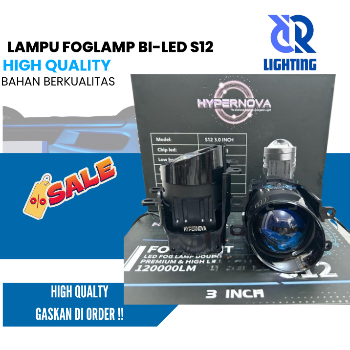 ORIGINAL LAMPU FOGLAMP BI-LED S12 80 WATT BLUELENS FOGLAMP 3 WARNA 1 WARNA LAMPU MOBIL KABUT - 1 WAR
