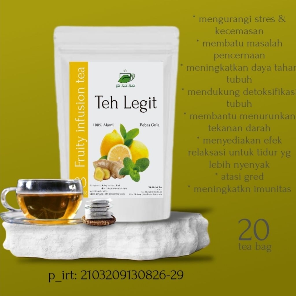 

TEH LEGIT | detoksifikasi tubuh| alami bebas gula (20 tea bag) *yuk seduh botanikal