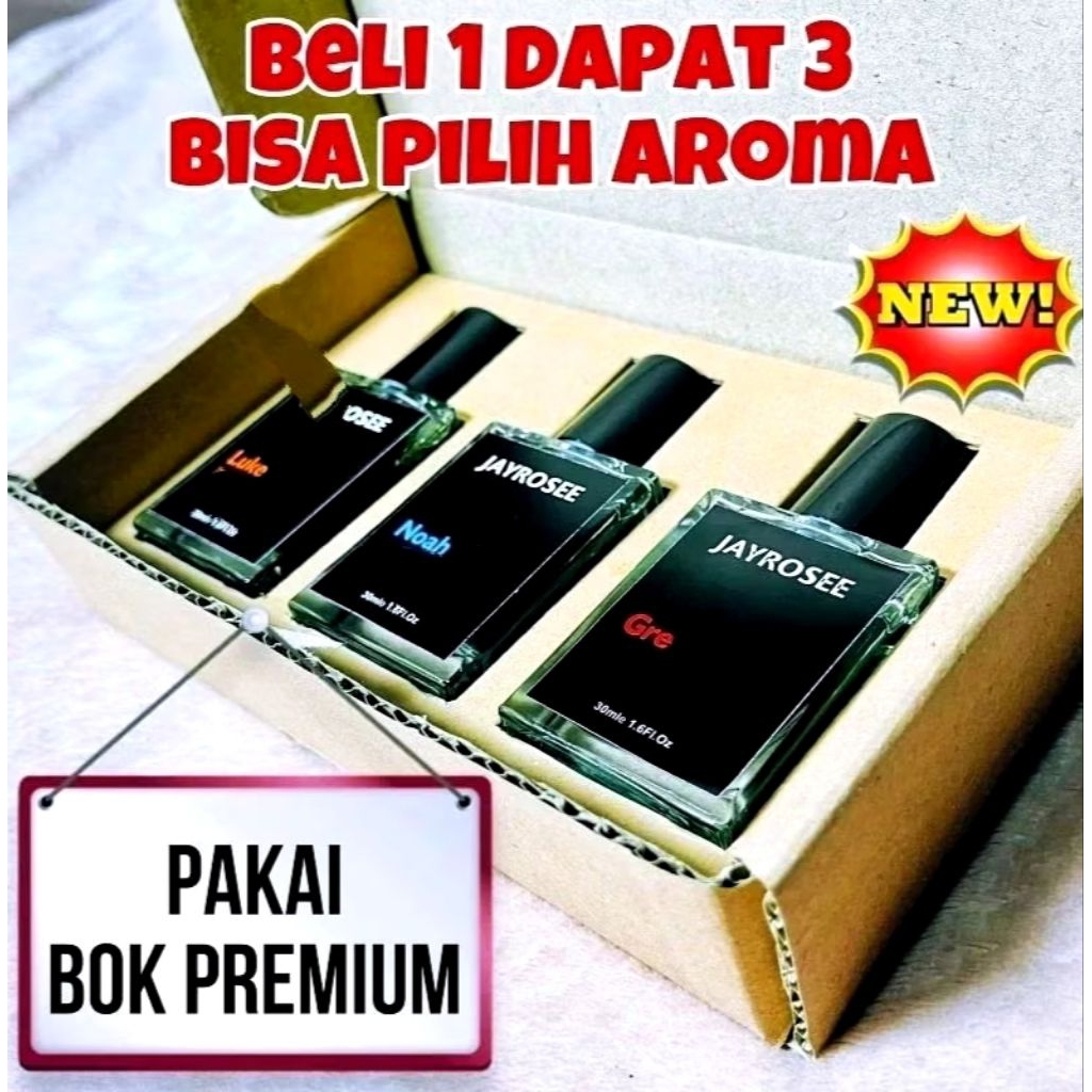 BELI 1 DAPAT 3 PARFUM TERLARIS JAYROSSE ROUGE NOAH LUKE PARFUM PEMIKAT WANITA PARFUM PRIA TAHAN LAMA