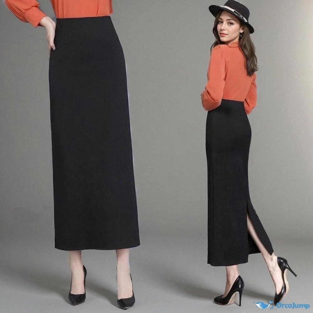 Dnear.co - Rok Span Rempel Belakang Rok Kantor Hitam / Rok Span Hitam