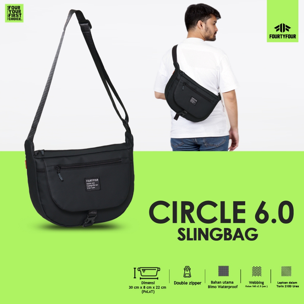 FOURTYFOUR Tas Selempang Pria Circle Anti Air Selempang Hitam Distro