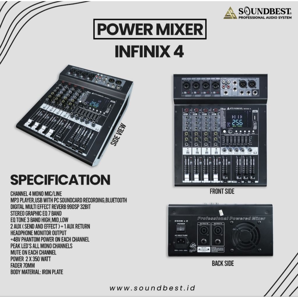 POWER MIXER SOUNDBEST INFINIX 4 MIXER 4 CHANNEL