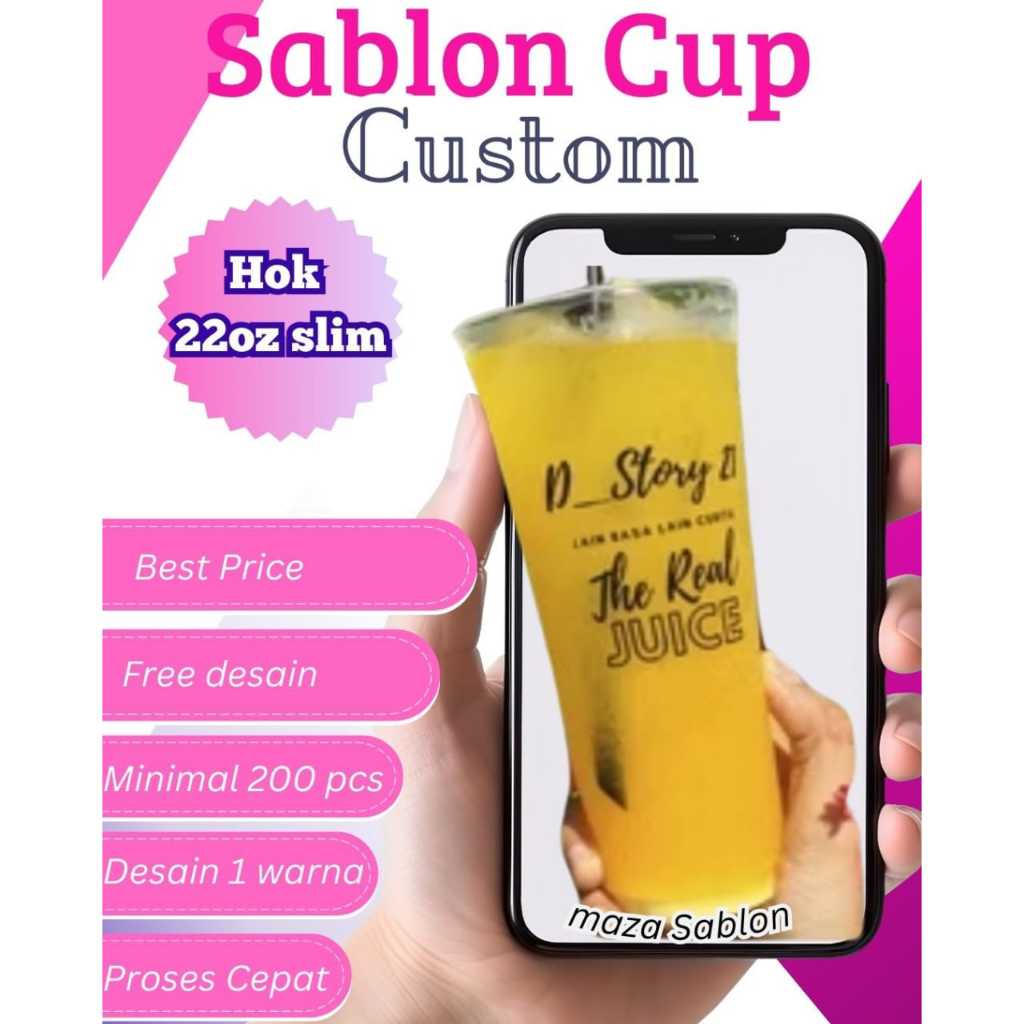 SABLON CUP 22 oz Slim Merek HOK II Custom