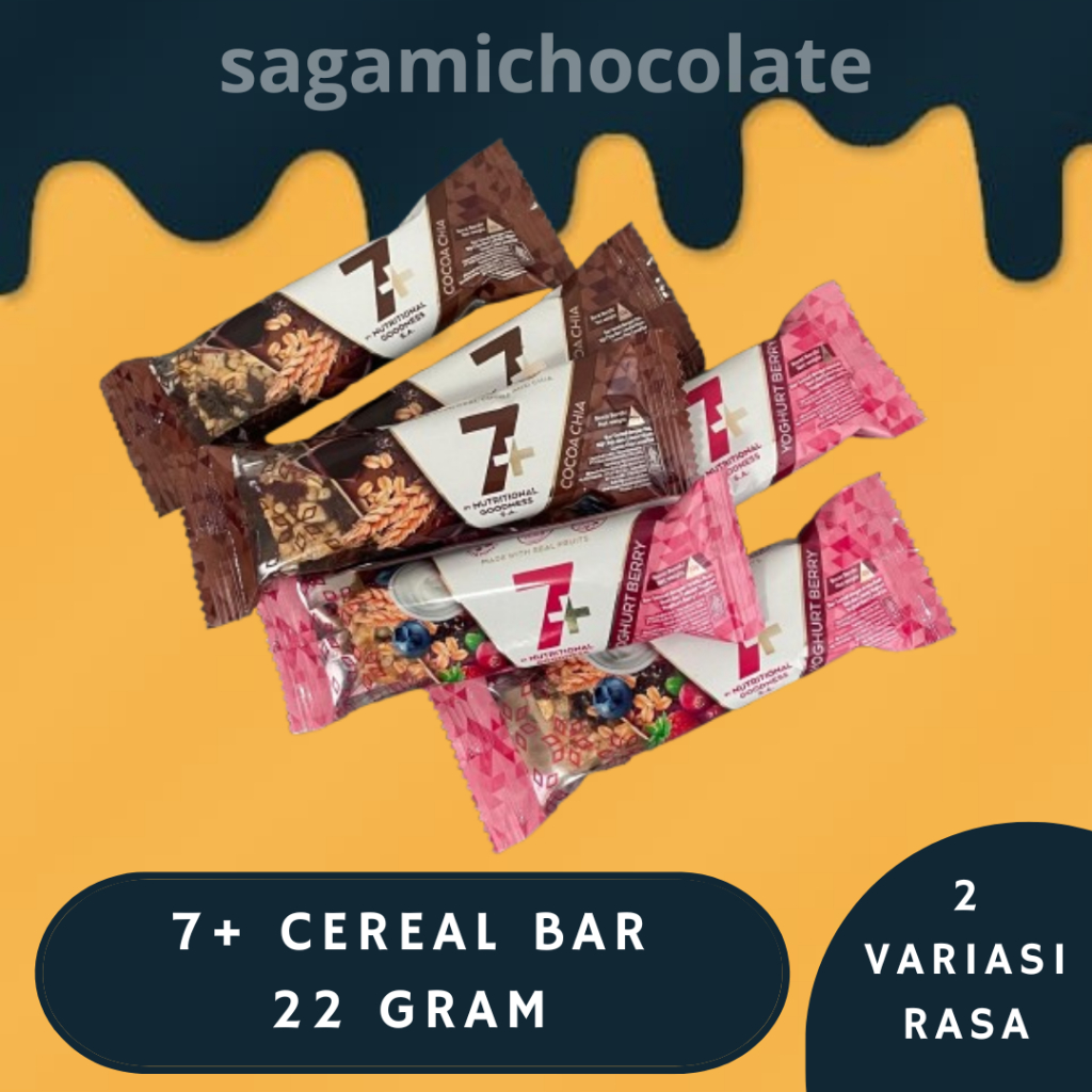 

7+ CEREAL BAR COCOA CHIA / YOGHURT BERRY SEREAL BARS 22 Gram 7+ By Nutritional Goodness S.A.