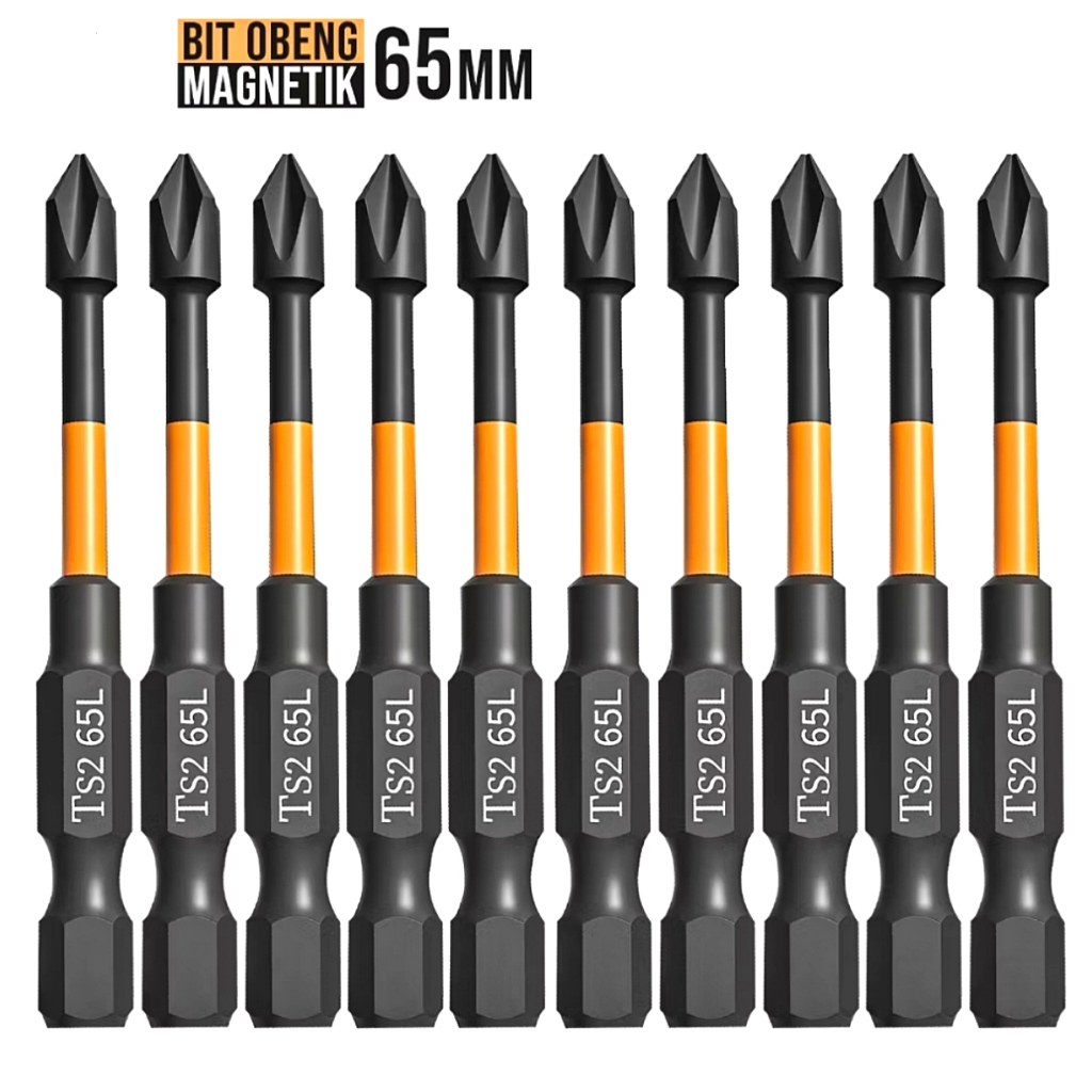 Mata Bor Obeng Magnetik / Kepala Mata Obeng Baja 1/4 Inci 65 mm