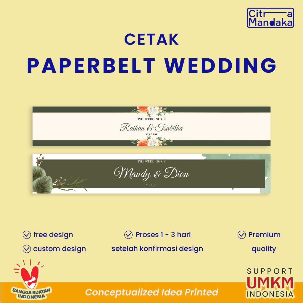 

Paper Belt Wedding Gift Souvenir Pernikahan Hampers Label Segel Box Custom Free Design