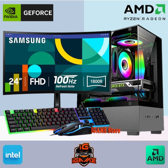 Full Set PC Gaming AMD Ryzen 5 5600GT / Samsung 24" CURVE / 16GB DDR4 / Gaming Libass