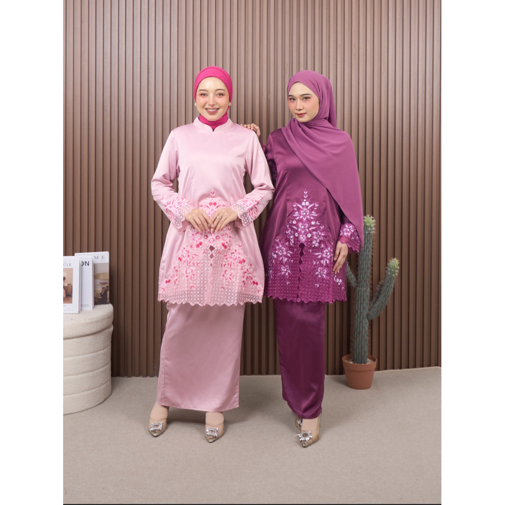 FAMYS - SETELAN ROK SILK KURUNG MELAYU AZREYLA SET MALAY BORDIR TILE PAYET 018399