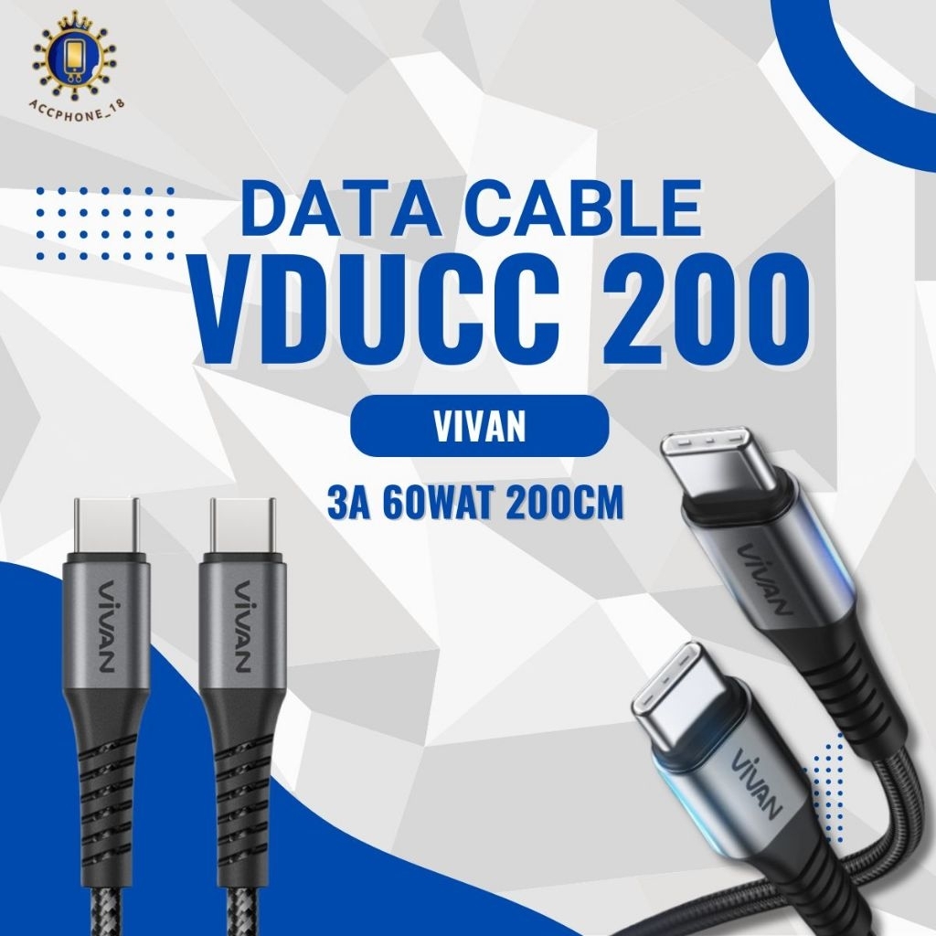 VIVAN VDUCC200 Quick Charge Durable Data Cable Type-C To Type-C 60W 200Cm