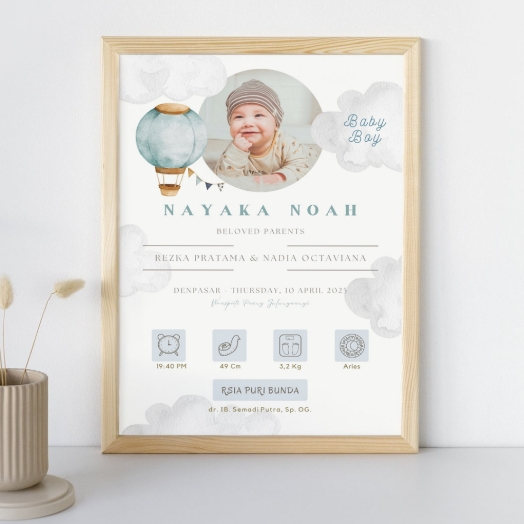 [SOFT FILE] DESIGN TERBARU - Template Biodata Bayi Anak Estetik - File Digital Desain Kelahiran Anak