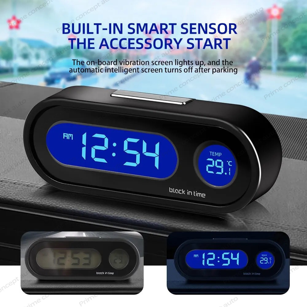 Jam Digital Led Menyala Backlight/Termometer Jam Mobil/Biru Dengan Termometer Untuk Dashboard Mobil