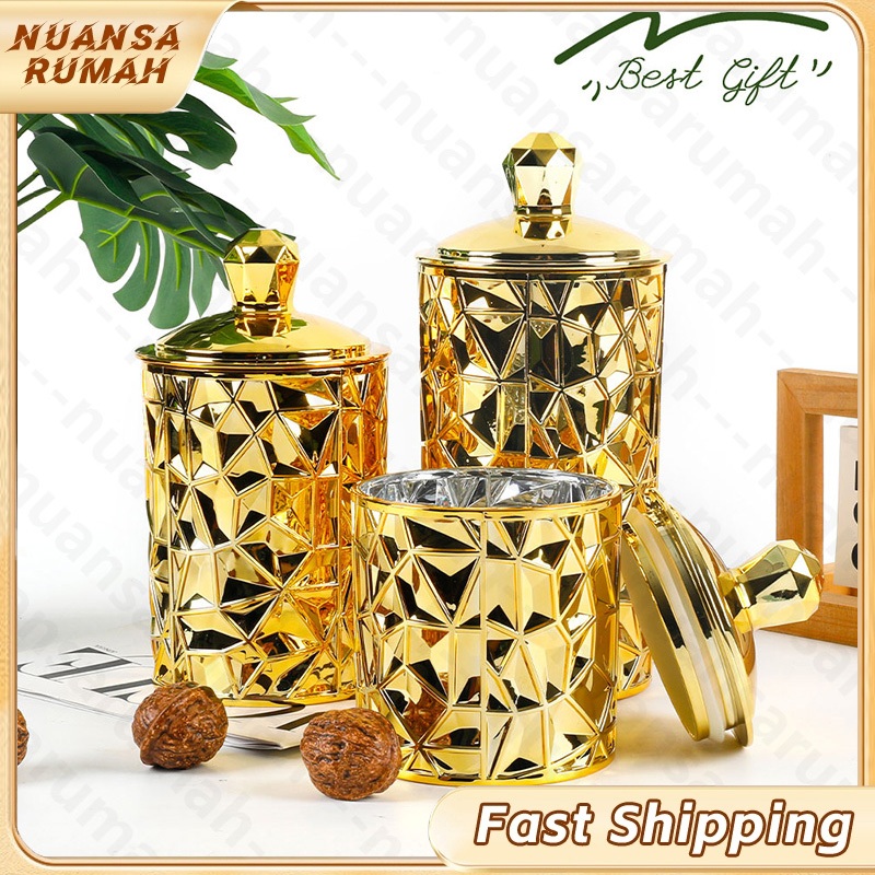 Transparan Toples Kue Kering Bergelombang Toples Kaca Toples Tutup Kayu Toples Kedap Udara Toples Go