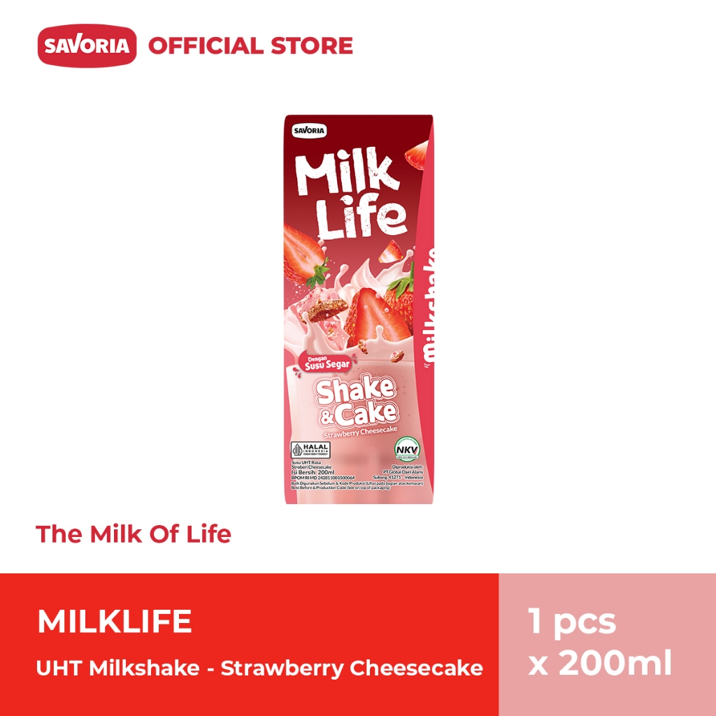 MilkLife UHT Milkshake Strawberry Cheese - Susu Rasa Stroberi 200ml