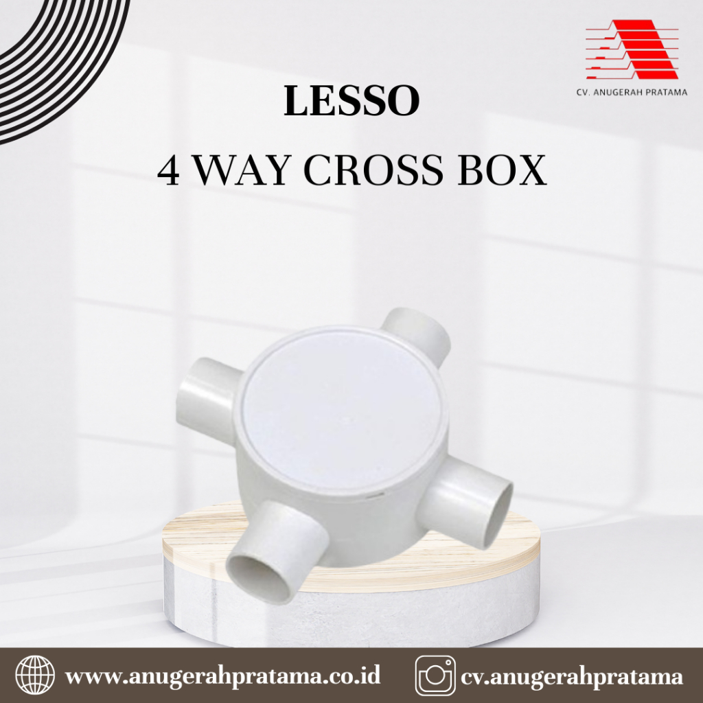 Tee Dos 4 Way Cross Box Conduit LESSO Inbowdus T Cabang 4 - 20mm (10pcs)
